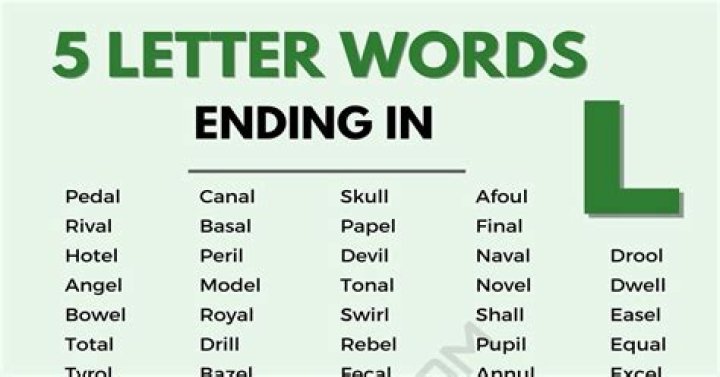 5 Letter Words Ending in EL